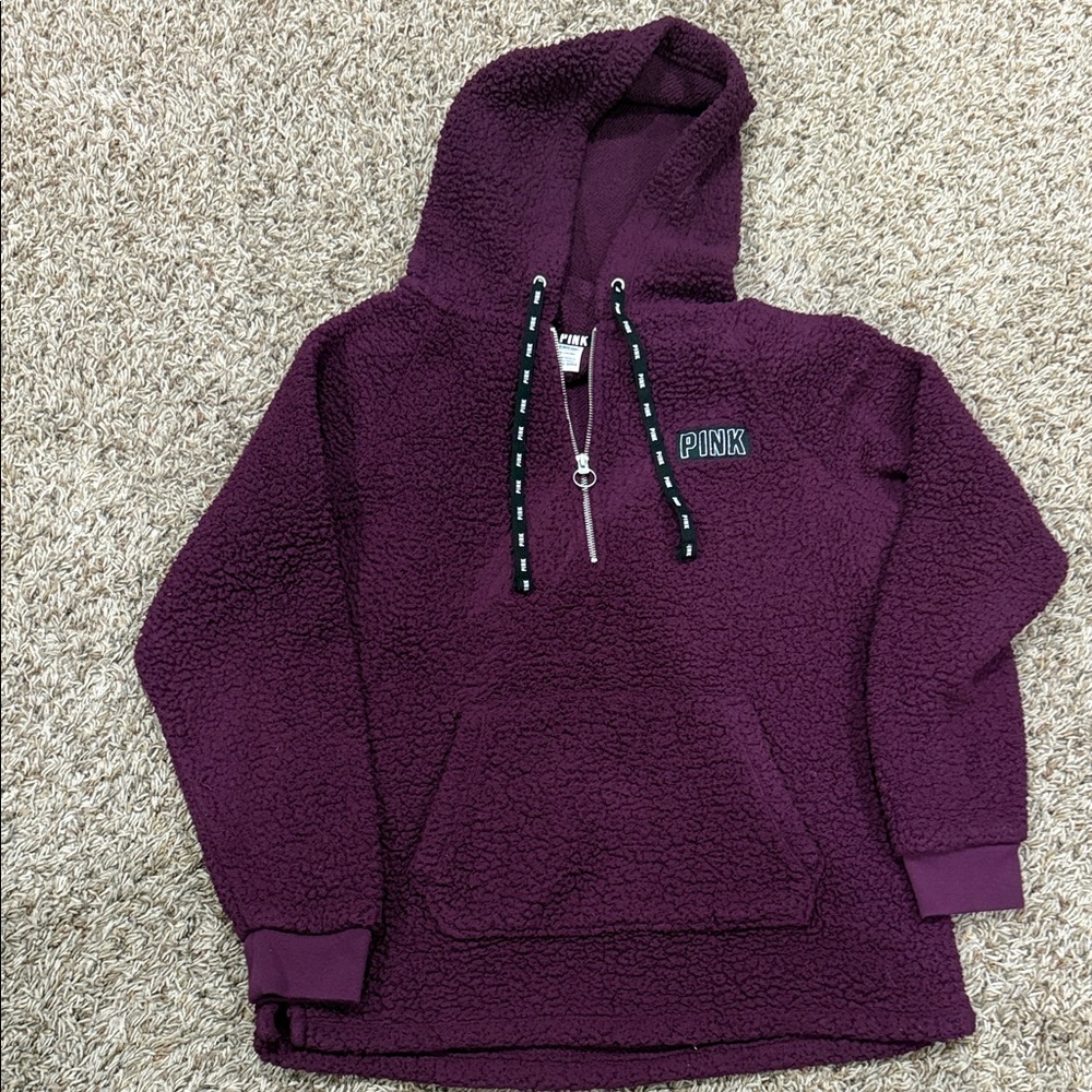 PINK Victoria's Secret Maroon Sherpa Jacket